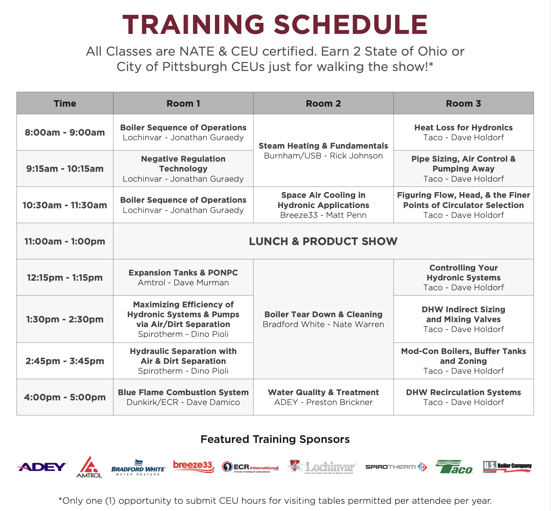hydronics symposium training schedule