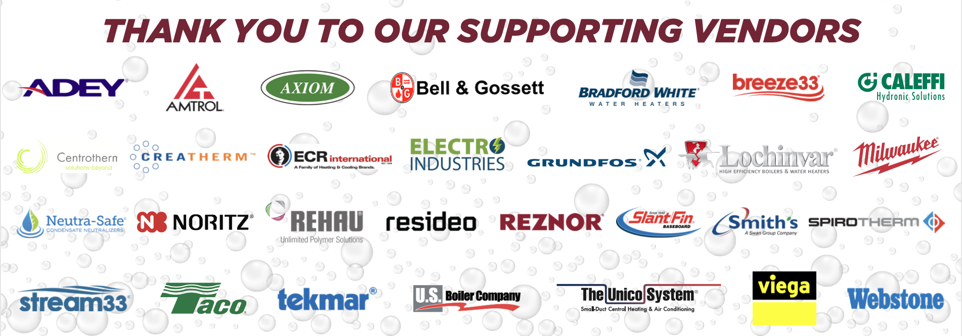 Thank you to our supporting vendors. Vendor logos