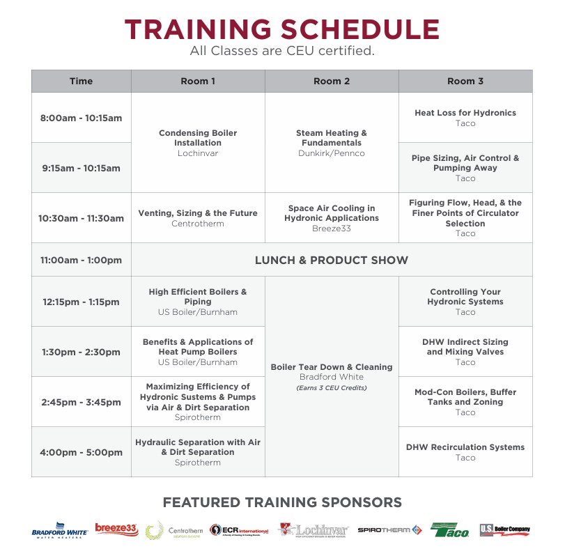 hydronics symposium training schedule